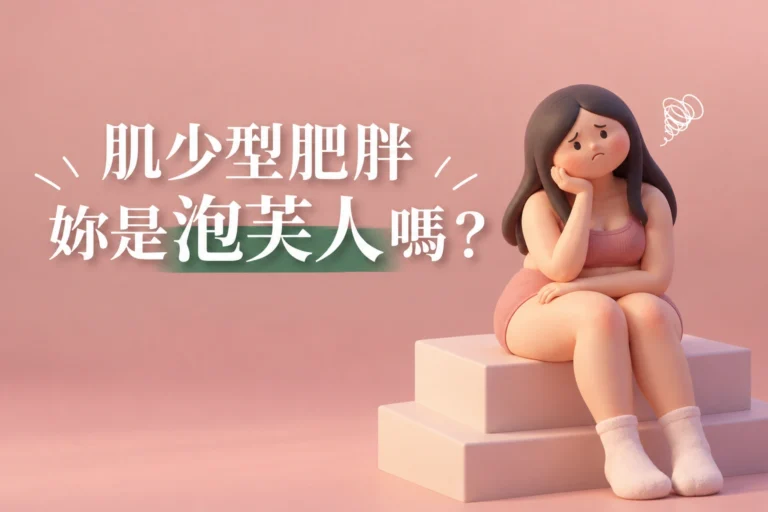 肌少型肥胖示意圖,說明肌肉量減少、體脂肪偏高的身體組成狀態